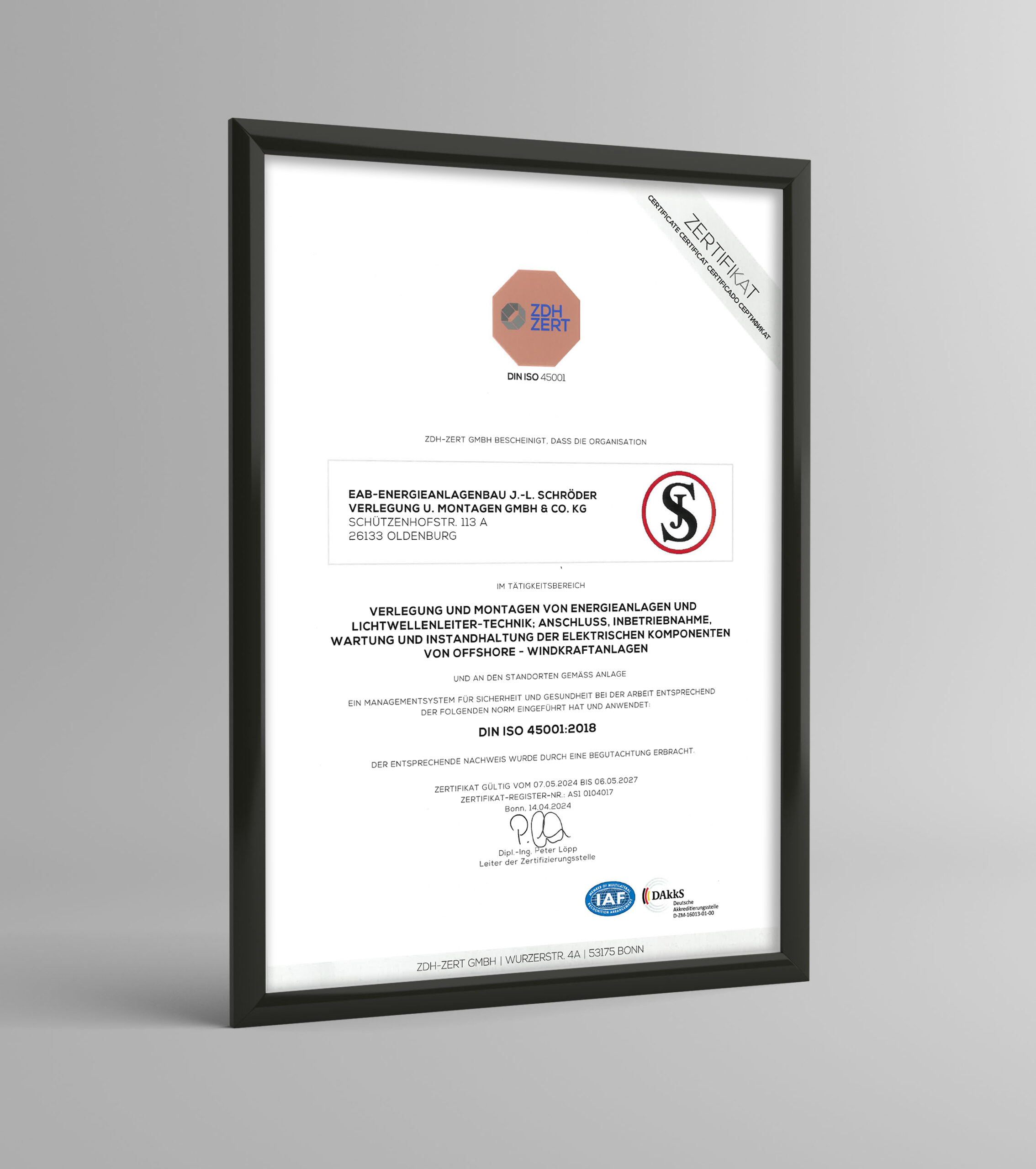 Zertifikat-DIN-ISO-45001_2018-S1 Zertifikat AMS-OL-seite1